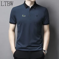 ltbw new fashion polo shirt men cotton lapel puppy embroidered t shirt formal wear office casual business short sleeve