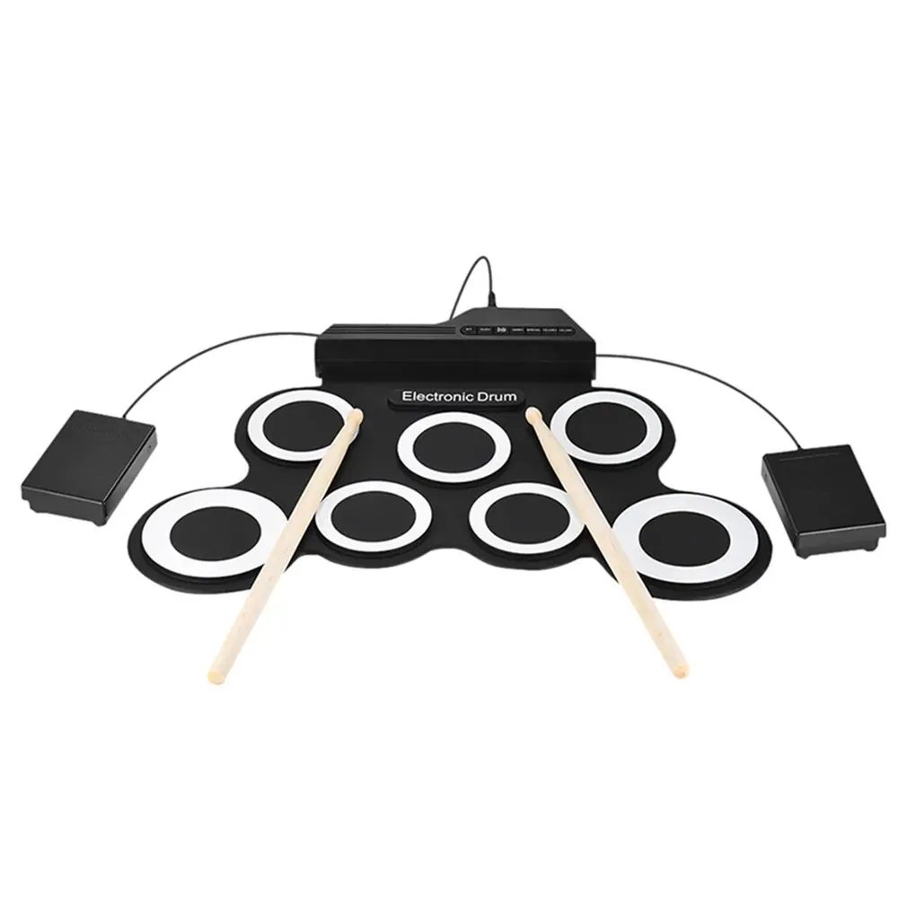 Портативный электронный цифровой USB 7 колодки рулон барабана набор силиконовые