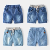 new kids summer denim shorts boys fashion solid denim shorts with pockets children baby casual elastic waist jeans short pants