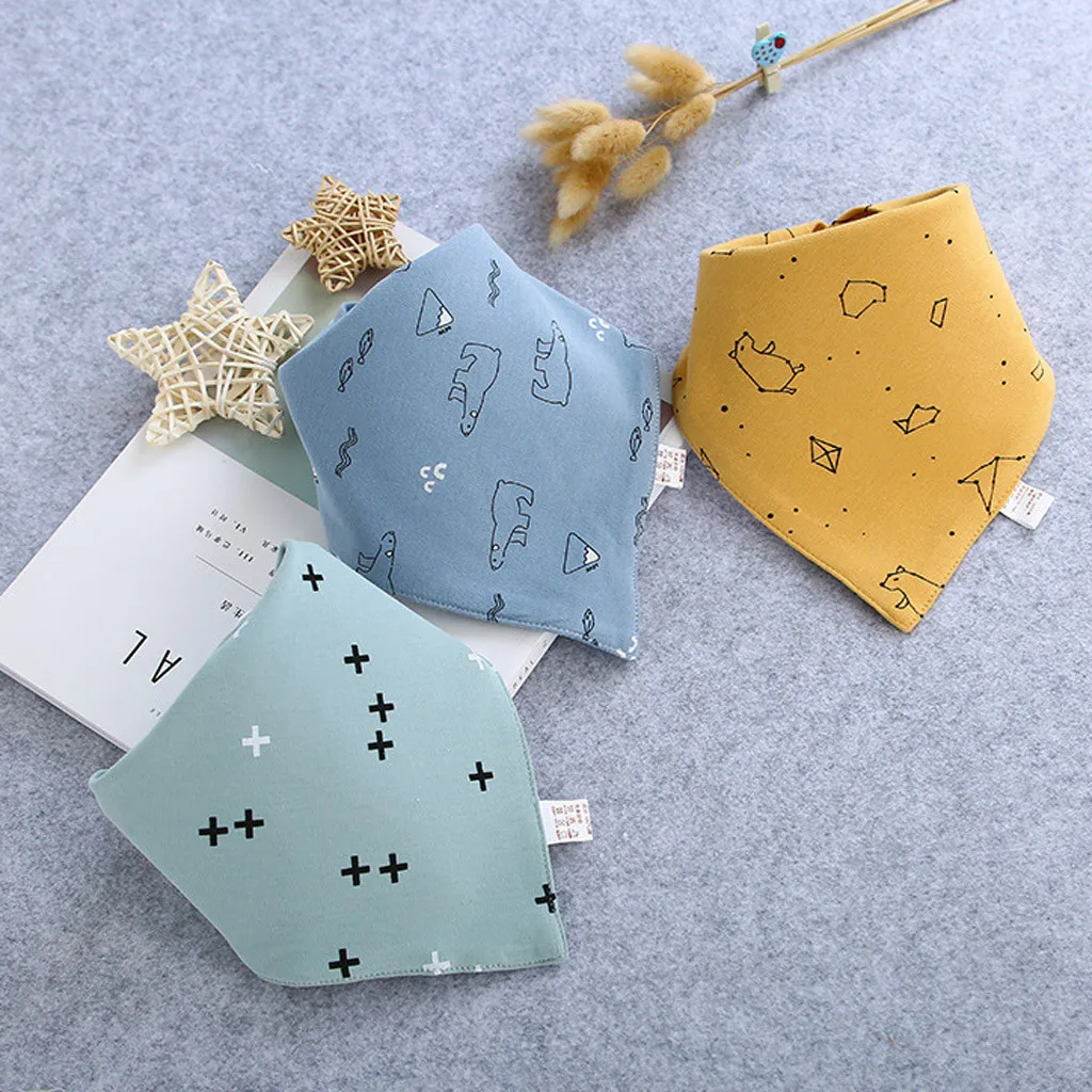 TELOTUNY Baby Saliva Towel Bib Bibs Boys Girls Feeding Newborn Cotton Triangle Scarf 3 Pencil Bears | Детская одежда и обувь