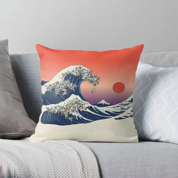 

The Great Wave Of Pug Printing Throw Pillow Cover Office Fashion Wedding Car Comfort Bedroom Throw Sofa Pillows not include