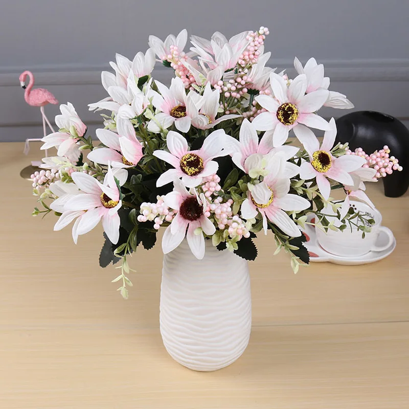 

1Pcs Daisy Bride Bouquet For Christmas Home Wedding New Year Decoration Fake Plants Artificial Flowers Garden Decoration