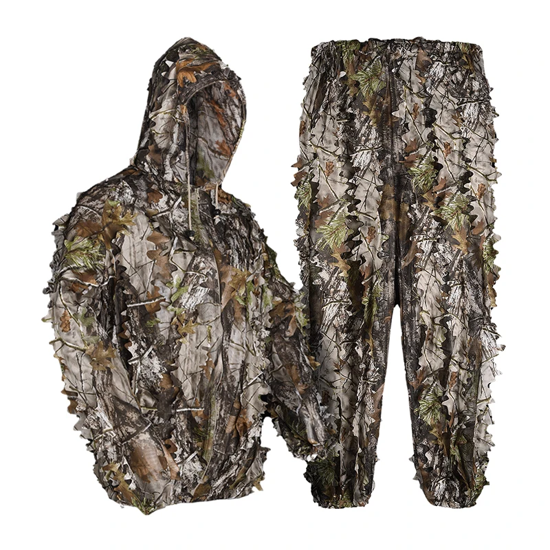 

Ghillie Suit Hunting Woodland 3D Bionic maple Disguise Uniform Cs Breathable Camouflage Suits Set army military tactical new