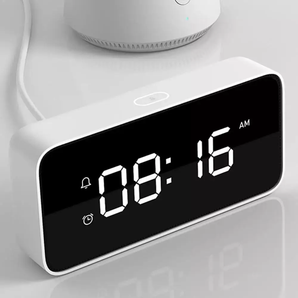

Mijia Xiaomi Mi Smart Alarm Clock AI Voice Broadcast Clocks ABS Desktop Xiaoai Clock Automatic Time Calibration Smart Home App