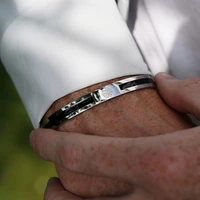enemal cuff bangle silver color stainless steel bracelet for men 8mm
