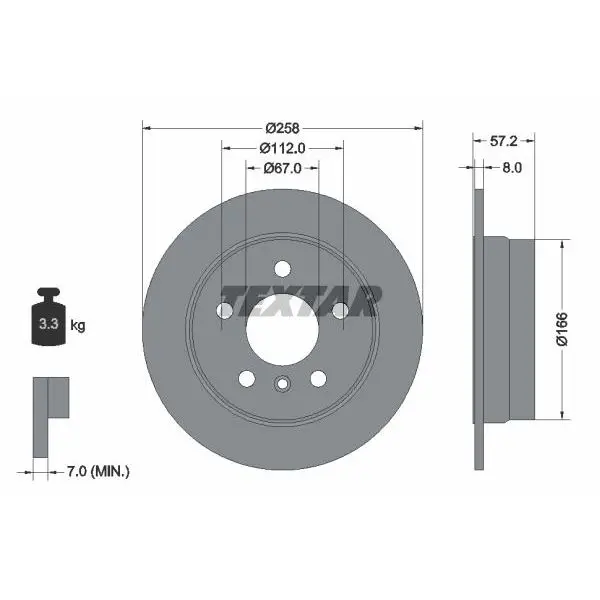 Диск тормозной задний MB W169/W245 1.5 2.0T/CDi 04 TEXTAR 921321|Тормозной цилиндр| |