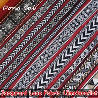 15meterslot jacquard ribbon lace fabric garment costume diy handmade sewing dog collar hat craft decorating accessory trim lace