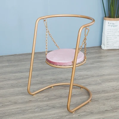 Golden side pink Обеденный стул Скандинавский современный минималистичный Балконный стул Европейский дом Крытый Ins качели из кованого железа кресло-шезлонг спальня - Цвет: Golden side pink