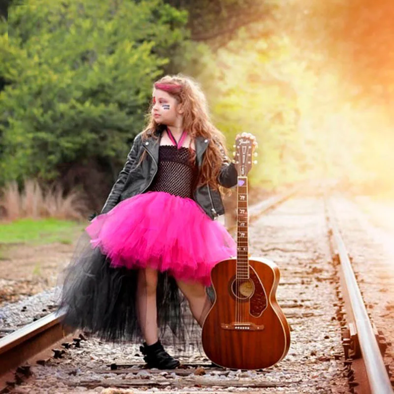 Кружевное платье-пачка для девочек на Хэллоуин сетчатая юбка детское подиумное