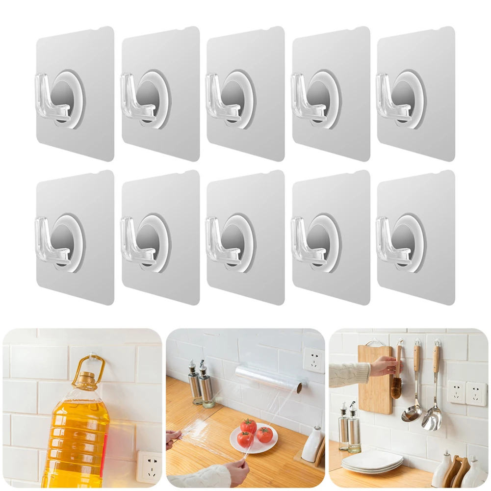 

Wall Hook Self Adhesive No Punching Wall Mounted Coat Hook Hat Hook Multifunction Hook for Kitchen Bathroom Shower Office