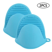 2pcs silicone pot holder oven mitts gloves finger protector pinch grips heat resistant for kitchen cooking baking blue