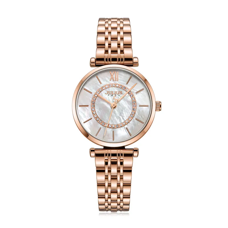 Новинка 4 цвета роскошные женские часы с перламутром японские Mov не Изысканный