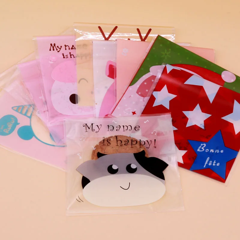 

100pcs 10x10cm Candy Cookie Dessert Bags Wedding Birthday Party Craft Self Adhesive Plastic Bag Biscuit Packaging Bag Wholesale