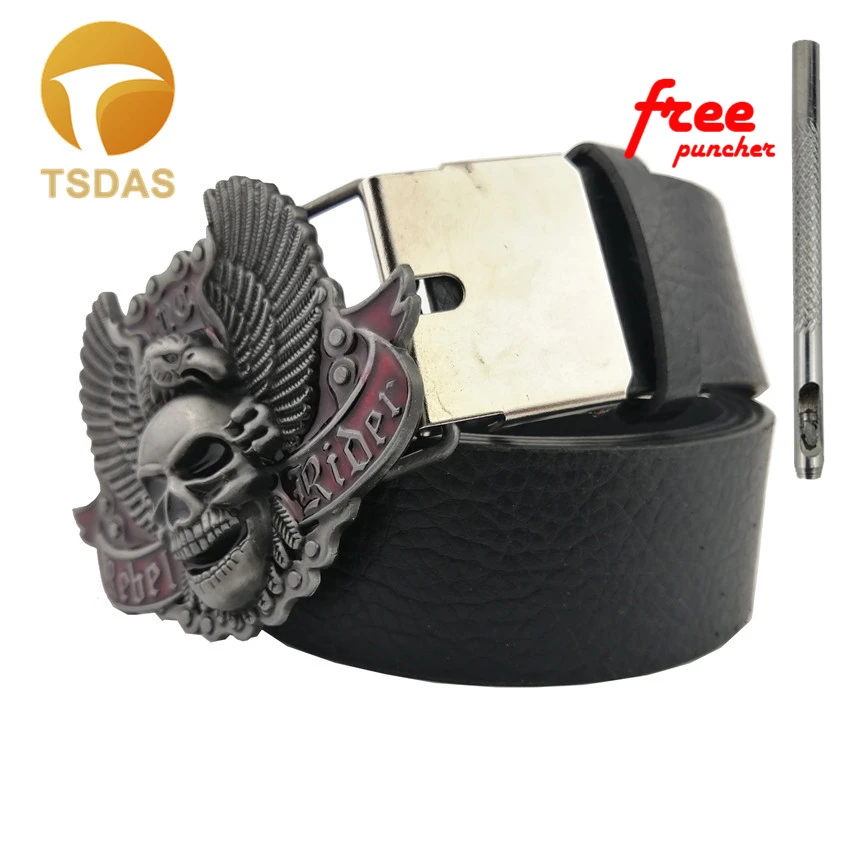 

New Style Heavy Embossed Metal Skull Eagle Belt Buckle 3D Design for 4cm Wide Belt