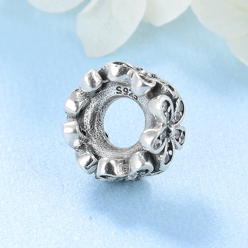 New 925 Sterling Silver Fashion flower round zircon DIY spacer beads Fit Original europeu Charm Bracelet Jewelry making | Украшения и
