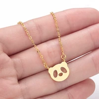 fashion simple versatile womens alloy panda pendant necklaces anniversary gift for girlfriend clavicle thin chain pendant girl