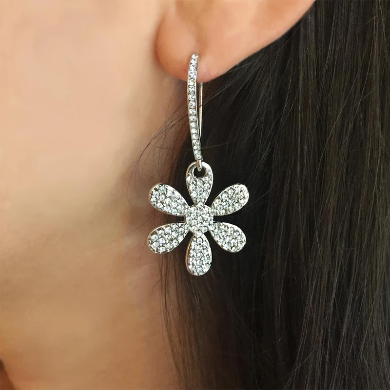 Микро паве ЧР цветок висячие серьги сверкающие Новое поступление ювелирные