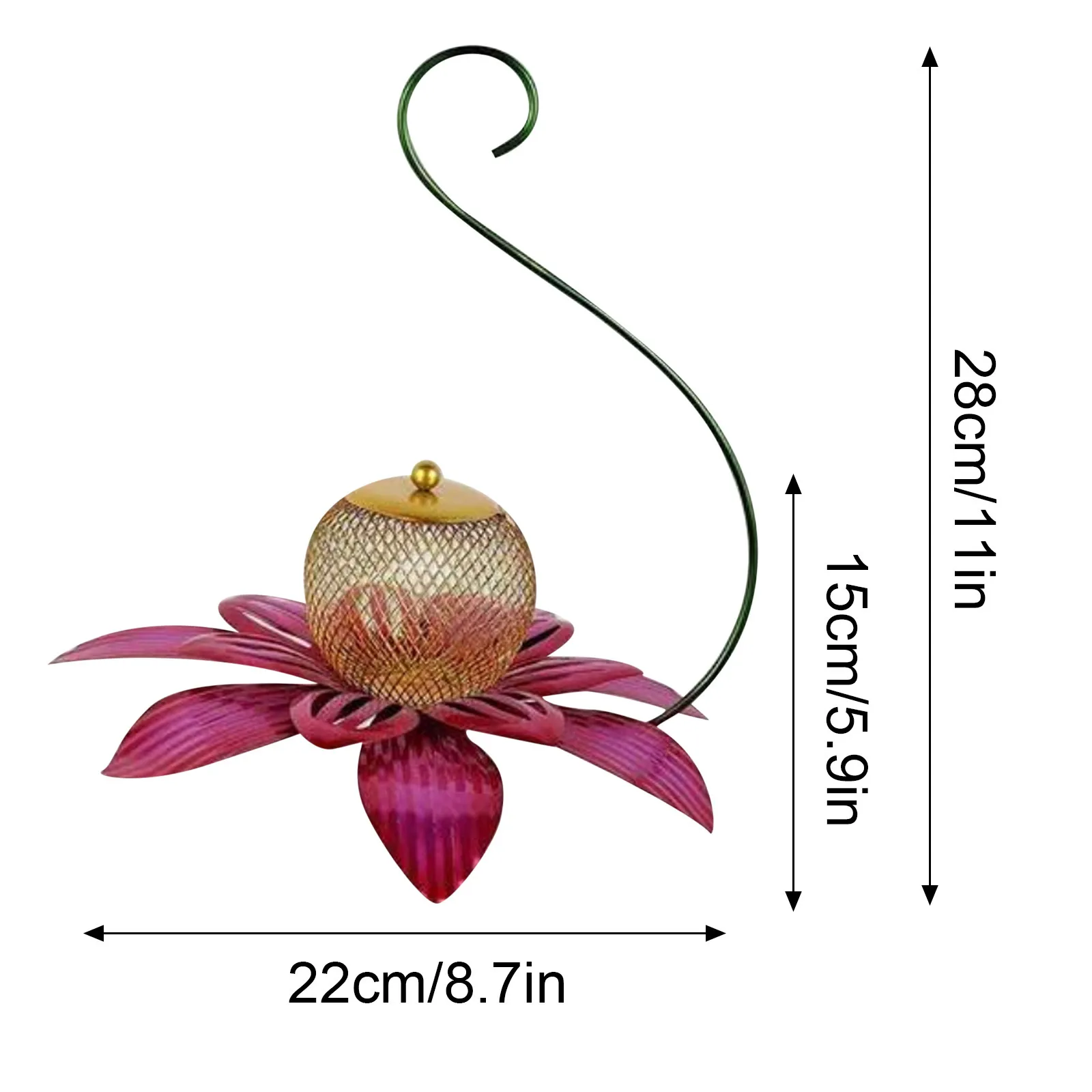 

All-Weather Outdoor Metal Garden Art Flower And Bird Feeder Decoration Hummingbird Feeder WY