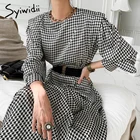 Платье Syiwidii атласное женское с поясом, Элегантное Длинное Платье с круглым вырезом в стиле ампир, уличная одежда, весна-лето 2021