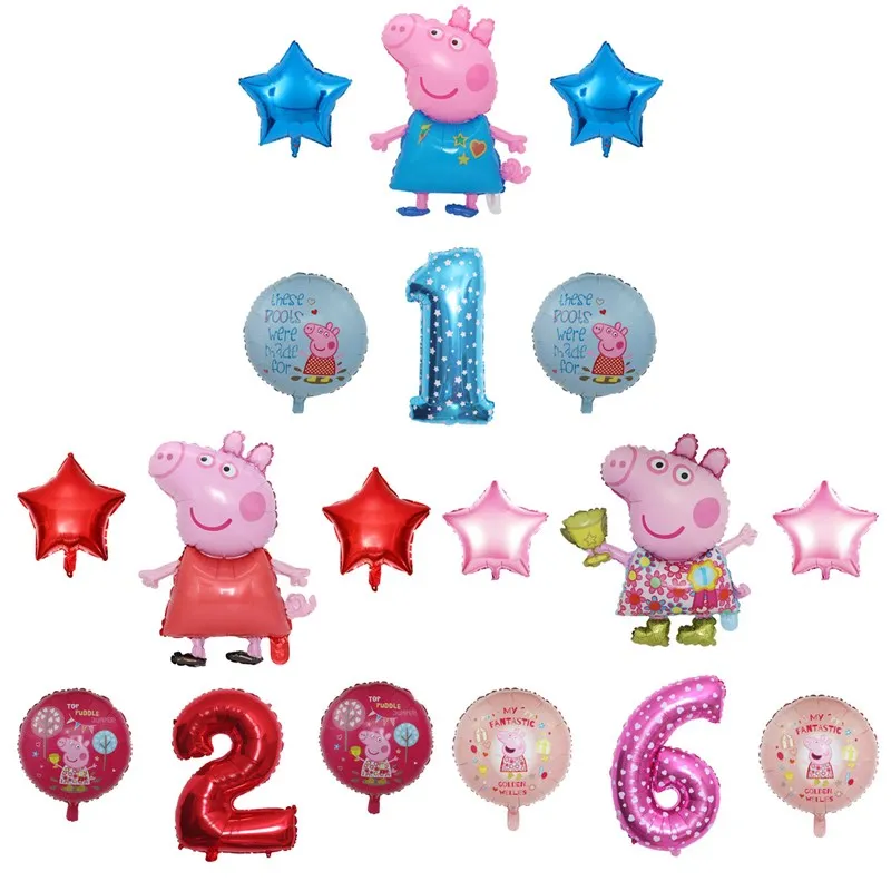 Свинка Пеппа воздушный шарик из фольги в форме комплект с рисунком свинки George Peppa