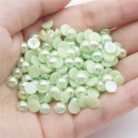 1000500pcs 2 5mm and mixed size light green ab glue on abs imitation half round pearls resin flatback beads for jewelry making