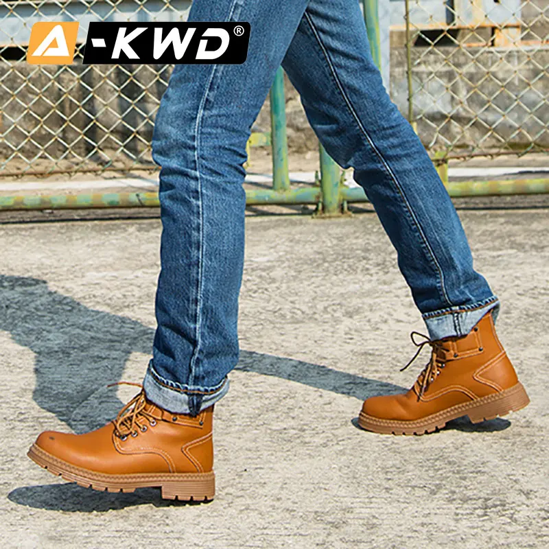 Черные коричневые зимние мужские ботинки с мехом безопасная Осенняя Уличная