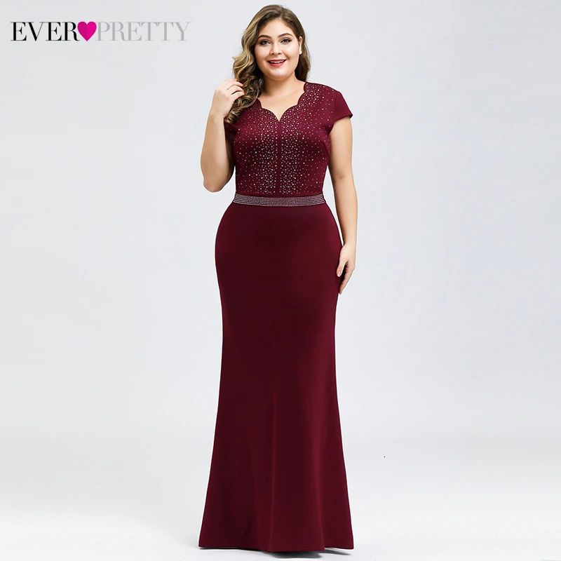 Черные вечерние платья размера плюс Ever Pretty EZ07623 элегантные длинные вечерние платья с v-образным вырезом и бусинами для свадебной вечеринки