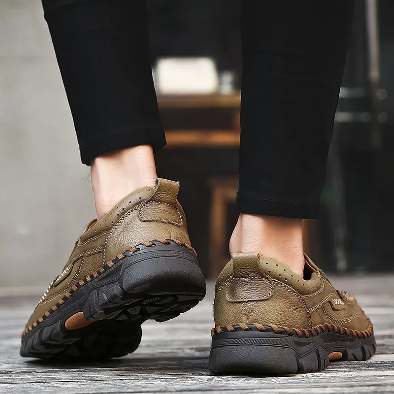 Лоферы мужские из натуральной кожи повседневная мягкая обувь ручной работы без