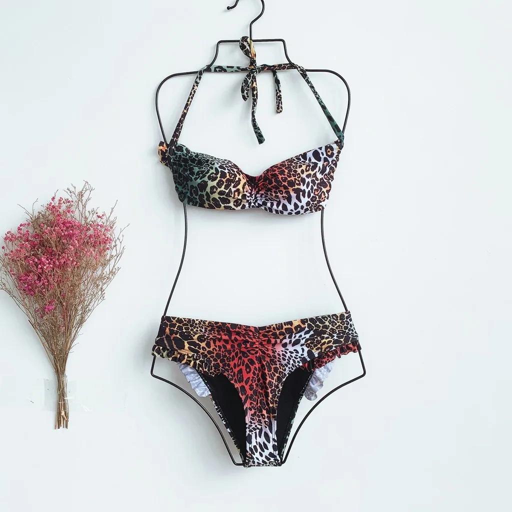 Новинка бикини с оборками и леопардовым принтом женский купальник 2020 комплект из