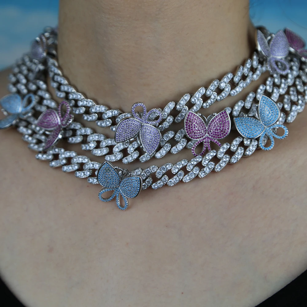 Новое поступление женские и мужские iced out bling CZ модные Miami кубинские звенья цепь 6Kun