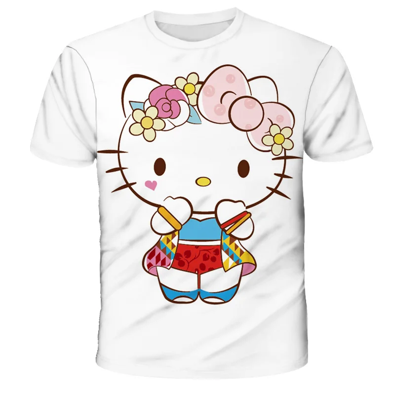 

Girl summer clothes Kitty Cat Printed Children'S Clothes T-Shirt Summer Breathable Girls Top Cute Cartoon Kids Short Sleeves