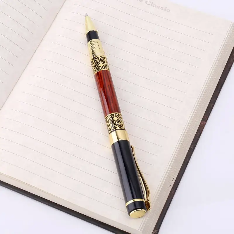 

Luxury Metal Ballpoint Pen Imitation Wood Emboss Pattern Rollerball Pen Office School Stationery