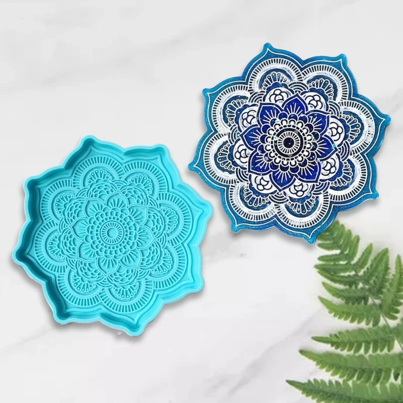 

Mandala Coaster Epoxy Resin Mold Round Tray Cup Mat Casting Silicone Mould DIY Crafts Home Decoration Making Tools