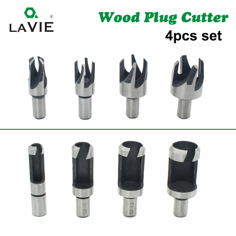 LAVIE 4PCS Wood Plug Cutters Set Woodworking Cutting Tool Wood Drill Bit Claw Cork Drill for Wood 5/8 1/2 3/8 1/4 DB03010