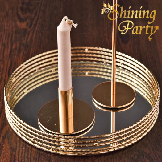 Блестящие вечерние подсвечники из золотистого металла H5cm скандинавский