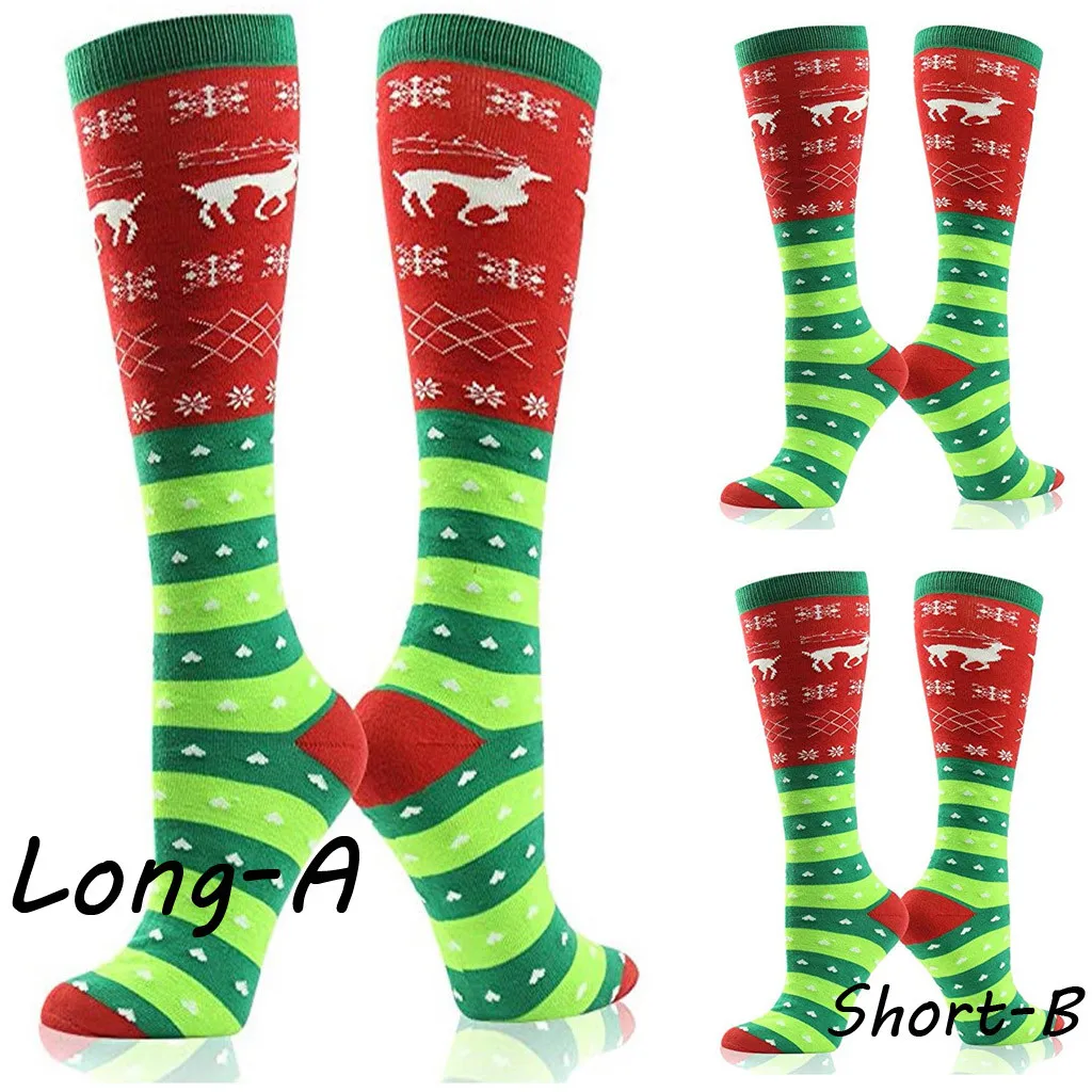 Мужские и женские длинные носки с принтом лося хлопковые праздничные новинка