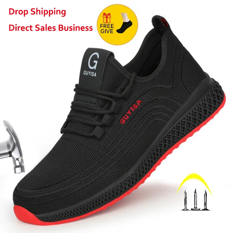 

Air Mesh Steel Toe Work Shoes Breathable Working Shoes Man Safety Lightweight Puncture-Proof Safety Boots Dropshipping