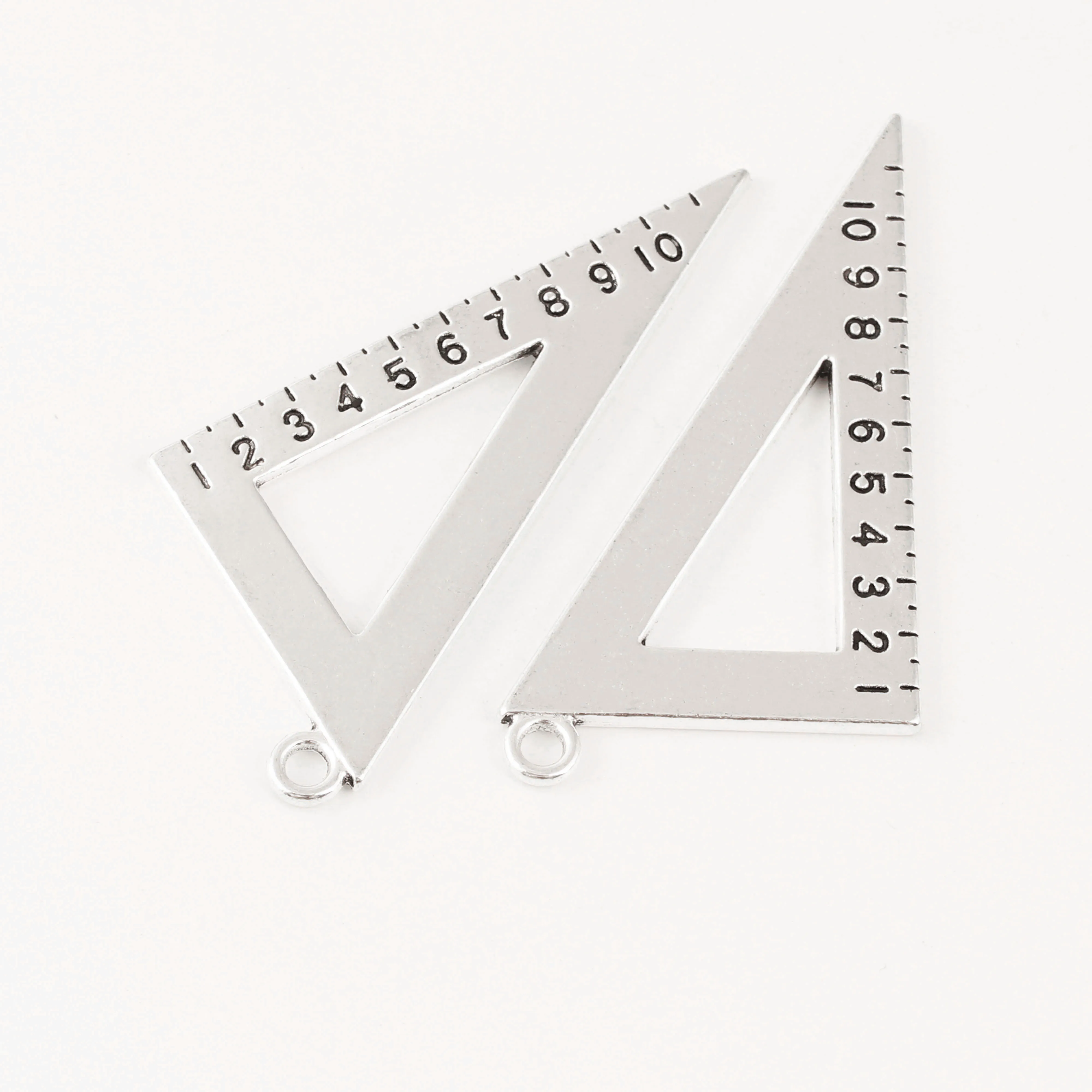 10 шт. Серебряный Цвет Треугольная линейка циркуль Подвески школьные