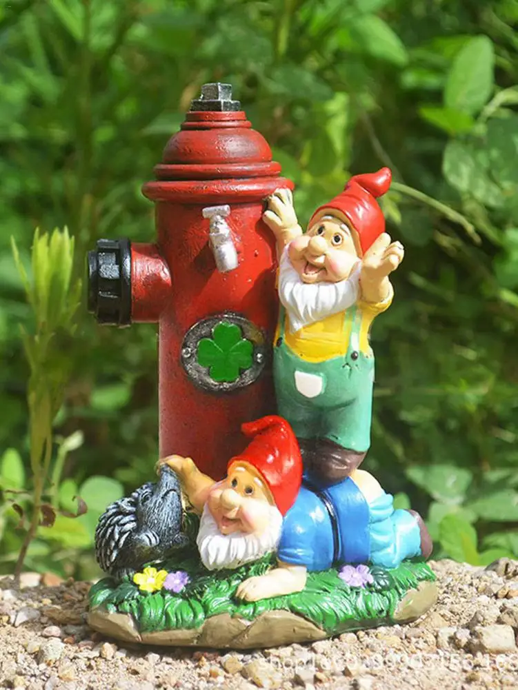 

Gnome Figurine Outdoor Garden Sculpture Ornament Hydrant Dwarfs Funny Resin Statue Yard Garden Decor