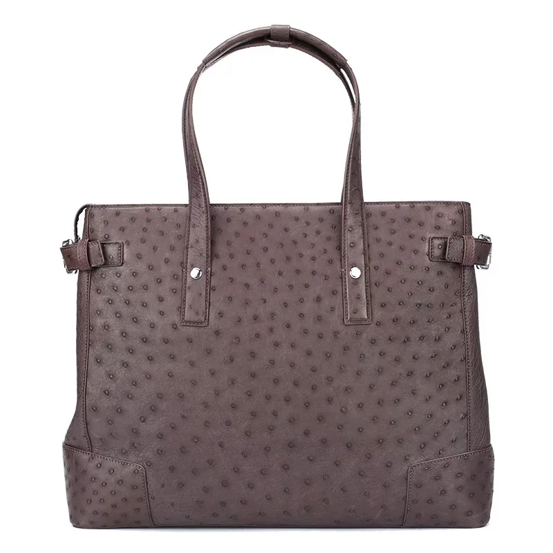 Деловой стиль настоящая кожа страуса мужская сумка с верхней ручкой натуральная