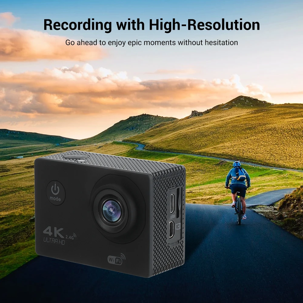 Оригинальная Экшн камера H9 Ultra HD 4K / 30fps Wi Fi 2 0 дюйма 170D Подводная Водонепроницаемая