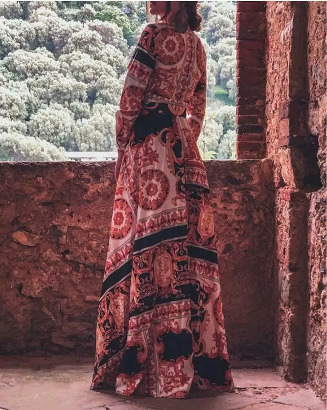 Женская одежда 2019 макси платья для женщин v-образным вырезом с длинным рукавом