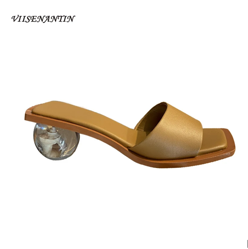 

Сандалии с открытым носком на высоком каблуке, прозрачные босоножки особой формы с кристаллами, для лета, 2021