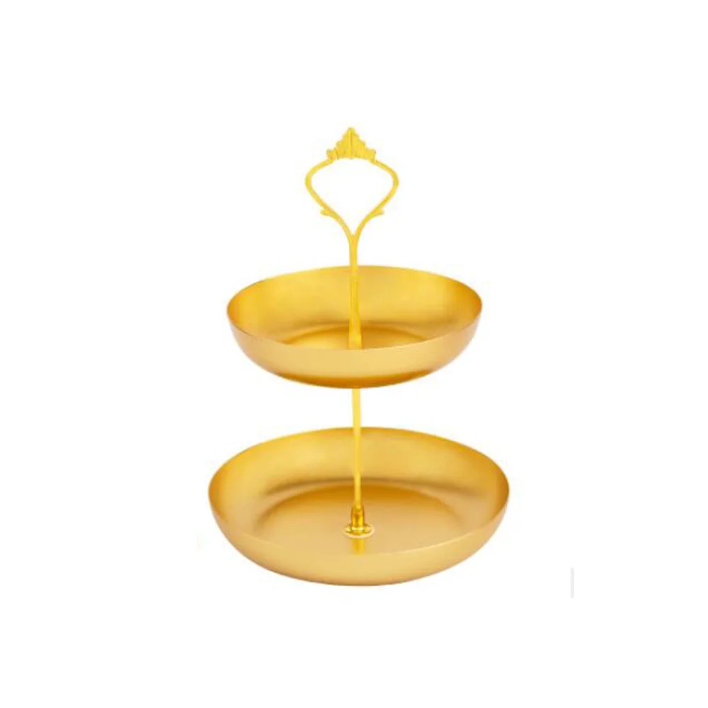

Nordic Metal Double-layer Desktop Storage Party Iron Snack Fruit Cake Tray Makeup Jewelry Display Rack Round Tray Decor 1PCS