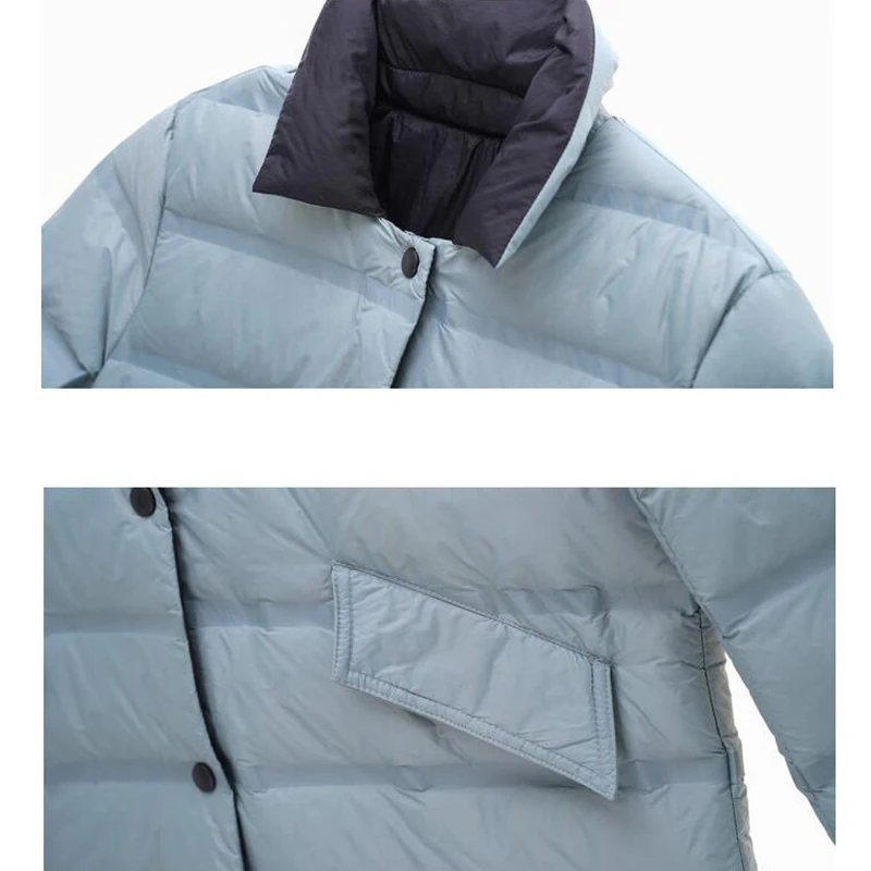 

SEDUTMO Winter Long Duck Down Jackets Women Double Sided Oversize Coat Autumn Ultra Light Thin Casual Parkas ED1323