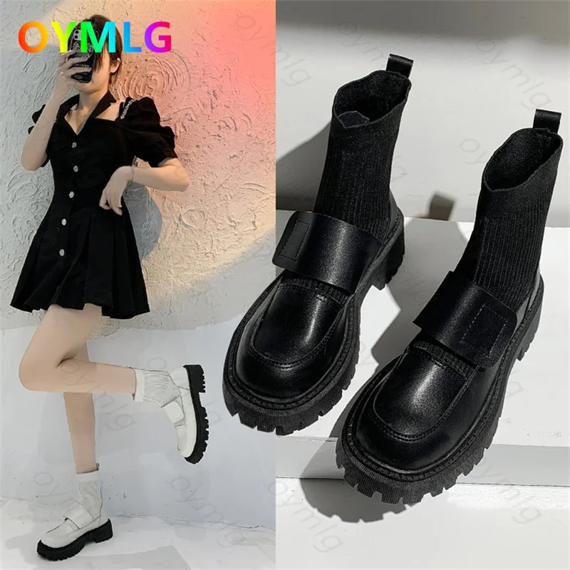 

Thick-soled Martin boots women's2021new autumn and winter thin and thin boots increase all-match elastic socks boots ankle boots