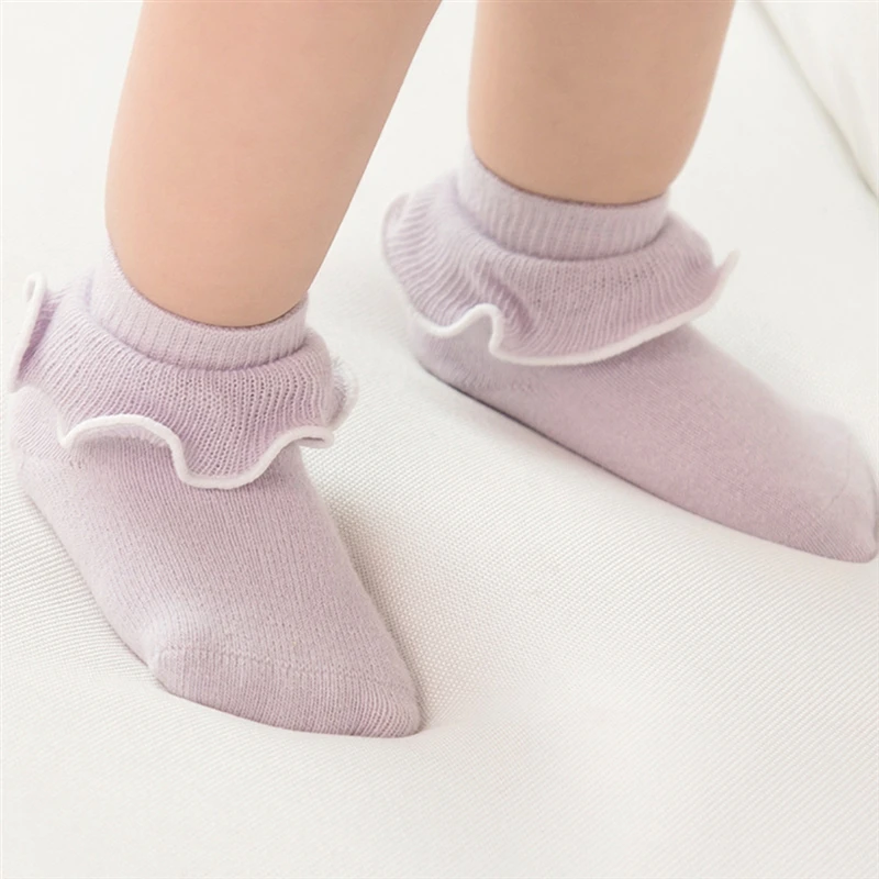 

2020 New Spring And Autumn Socks Fashion Fungus Lace Middle Tube Boneless Mouth 1-3 Year Old High Quality Children Socks