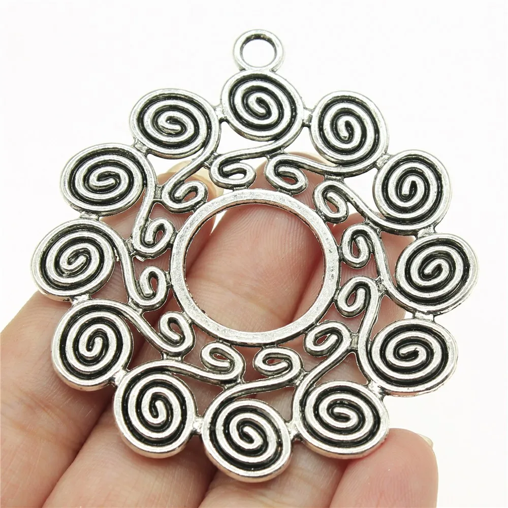 

WYSIWYG 2pcs 61x54mm Mandala Pattern Charms For Jewelry Making Antique Silver Color Charm Pendant Jewelry Accessories