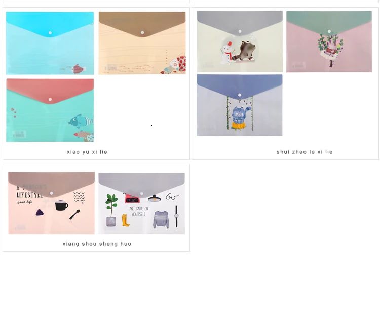 JIANWU A4 Cute cartoon PP Creative Document Bag School students file bag Bill Bag kawaii Office Supplies