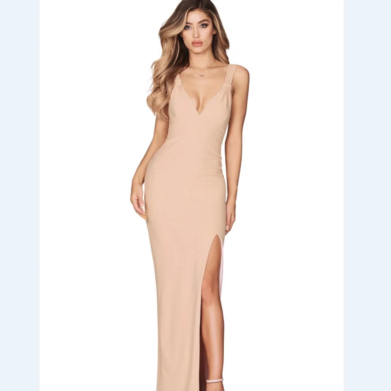 Летнее женское Бандажное платье модное v образный вырез спагетти ремешок